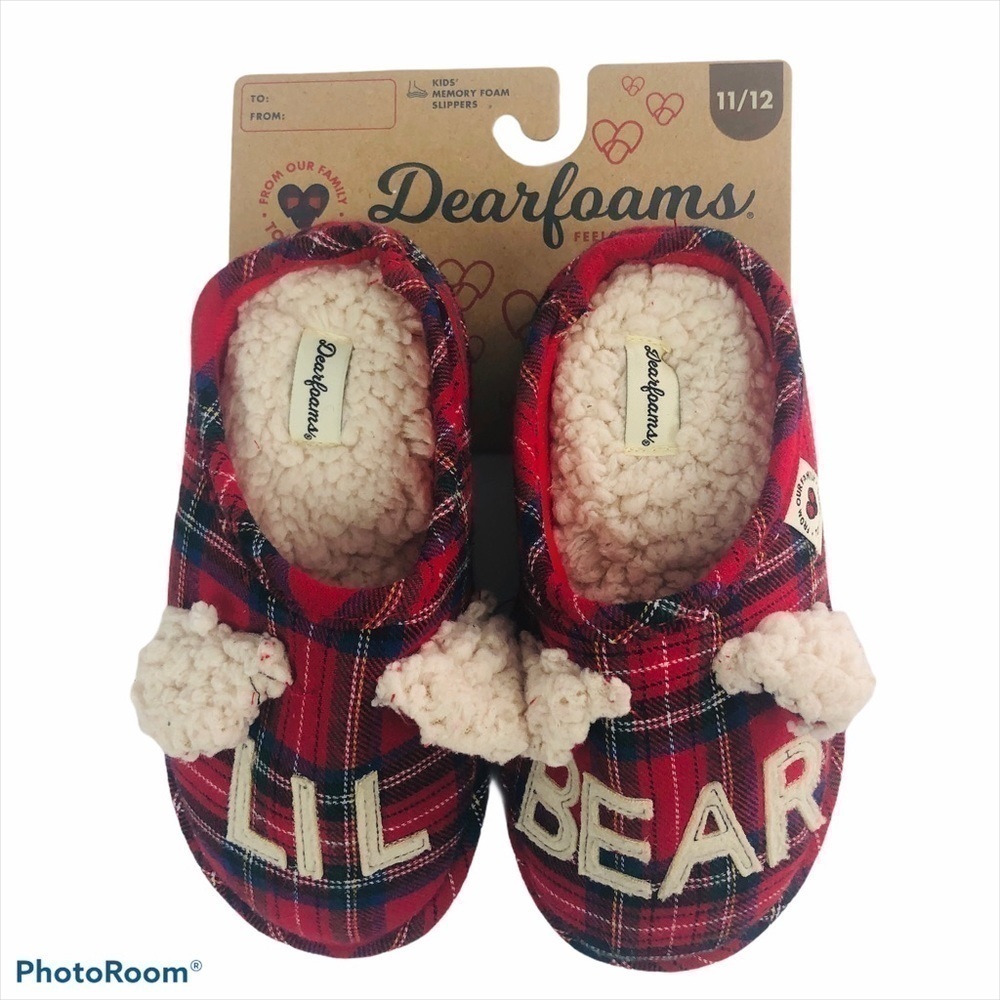 NWT Dearfoams Children’s Slippers Sz 11/12 Plaid